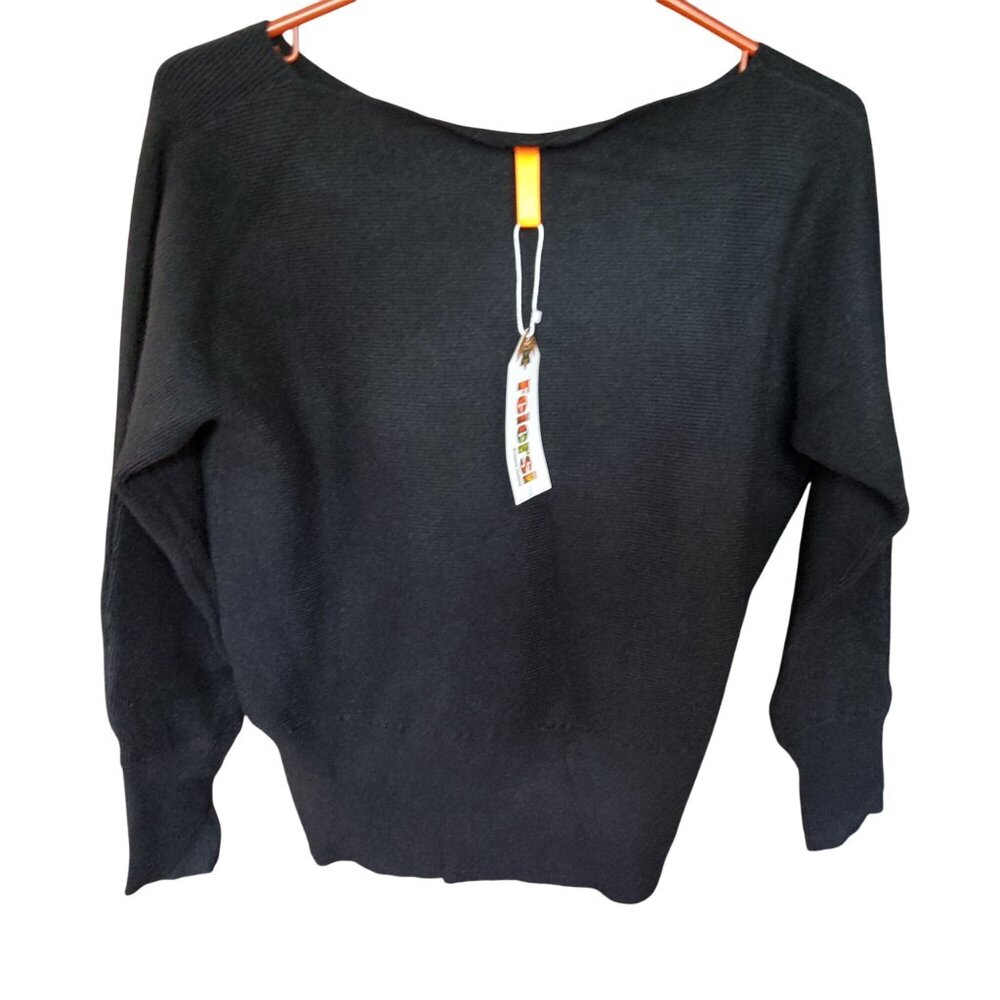 Feiersi Black Womens Long Sleeve Sweater Top Size M Viscose/Polyester/Nylon